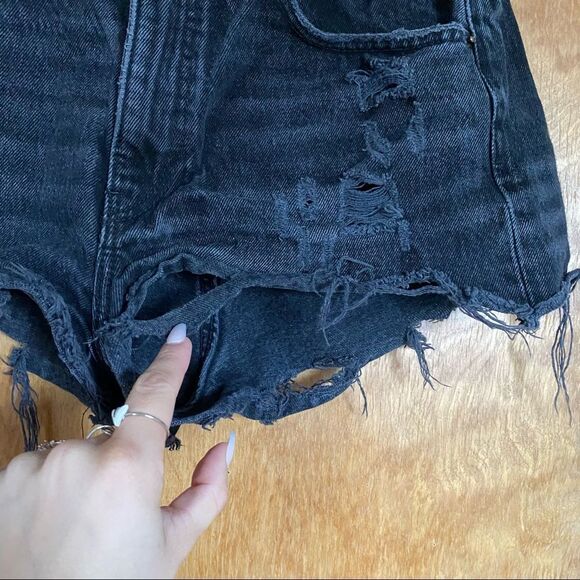 Zara Authentic Denim Black Distressed Shorts - Picture 4 of 7